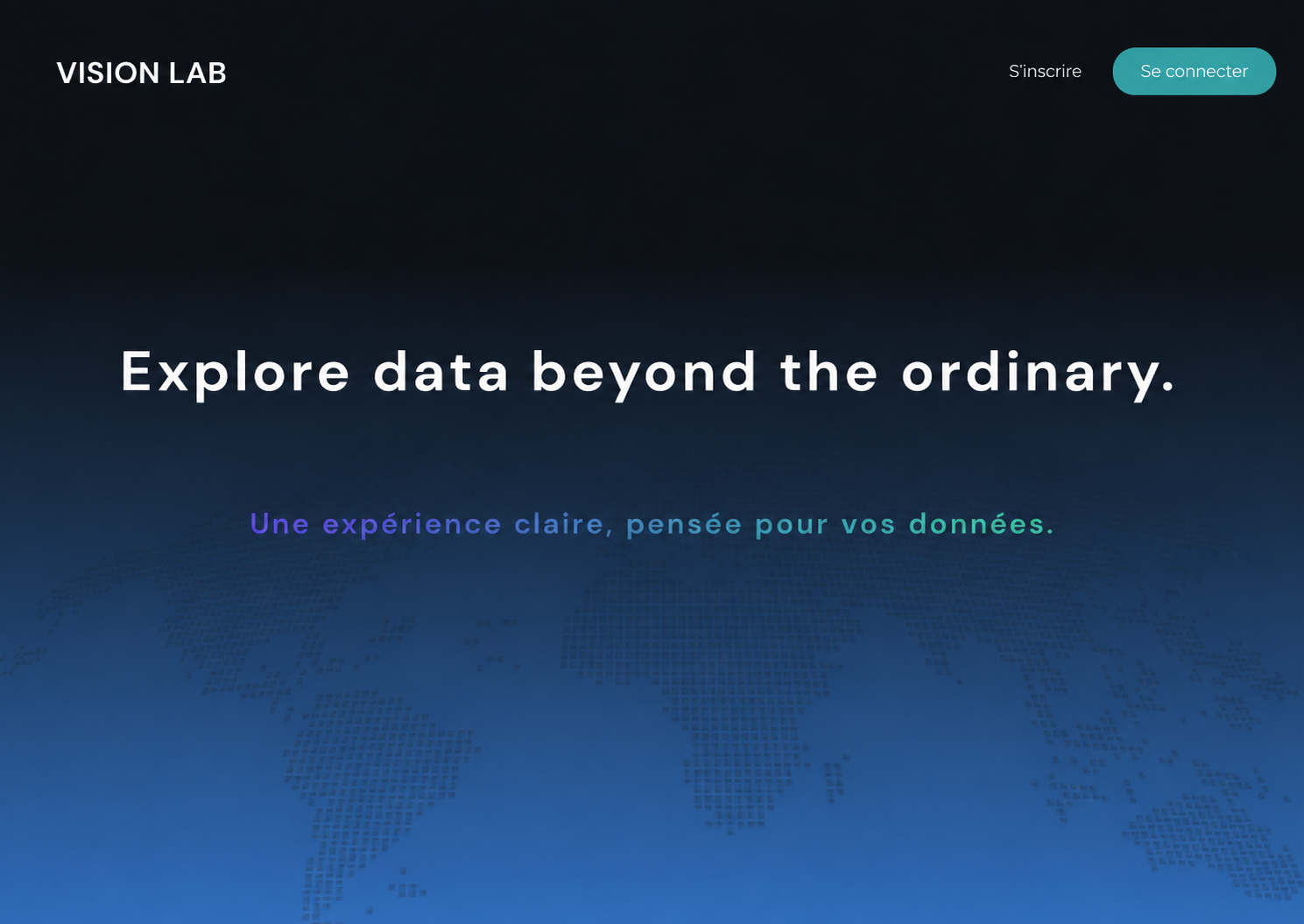 Web home page with its headline and its sign-up and log-in links